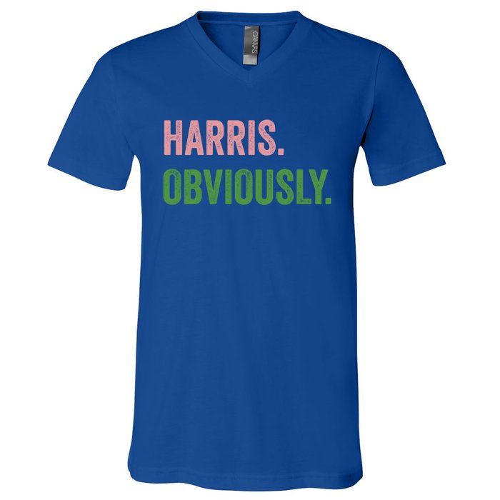 Harris Obviously A Vote For 2024 President Kamala Harris Gift V-Neck T-Shirt