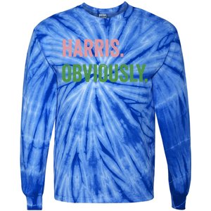 Harris Obviously A Vote For 2024 President Kamala Harris Gift Tie-Dye Long Sleeve Shirt