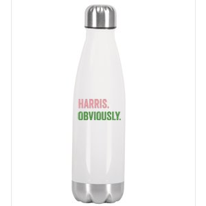 Harris Obviously A Vote For 2024 President Kamala Harris Gift Stainless Steel Insulated Water Bottle