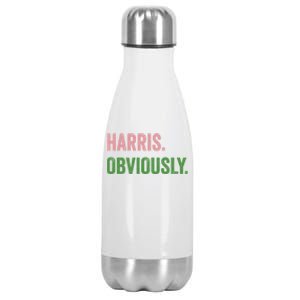 Harris Obviously A Vote For 2024 President Kamala Harris Gift Stainless Steel Insulated Water Bottle