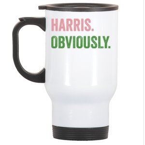 Harris Obviously A Vote For 2024 President Kamala Harris Gift Stainless Steel Travel Mug