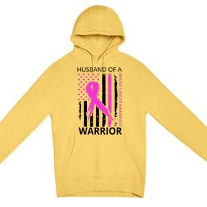 Husband Of A Warrior Breast Cancer Awareness Premium Pullover Hoodie