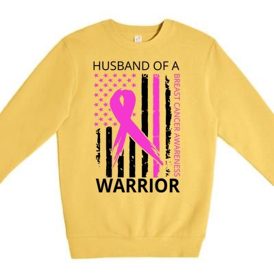 Husband Of A Warrior Breast Cancer Awareness Premium Crewneck Sweatshirt