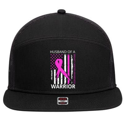 Husband Of A Warrior Breast Cancer Awareness 7 Panel Mesh Trucker Snapback Hat