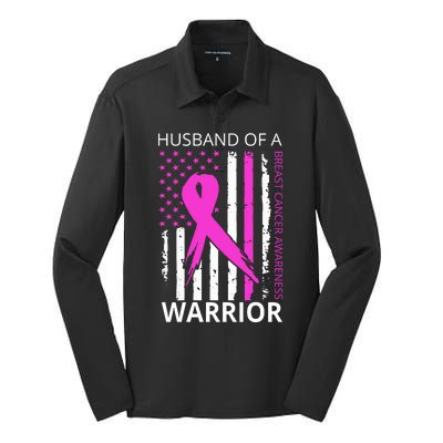 Husband Of A Warrior Breast Cancer Awareness Silk Touch Performance Long Sleeve Polo