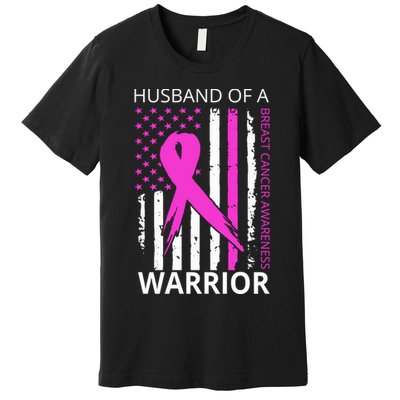 Husband Of A Warrior Breast Cancer Awareness Premium T-Shirt