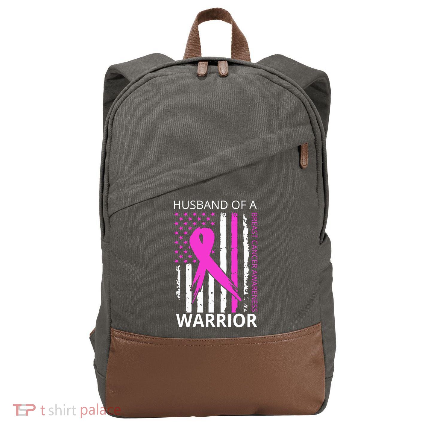 Husband Of A Warrior Breast Cancer Awareness Cotton Canvas Backpack