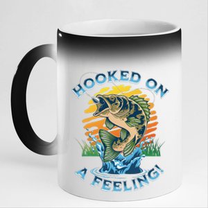 Hooked On A Feeling, Fishing Fisherman 11oz Black Color Changing Mug