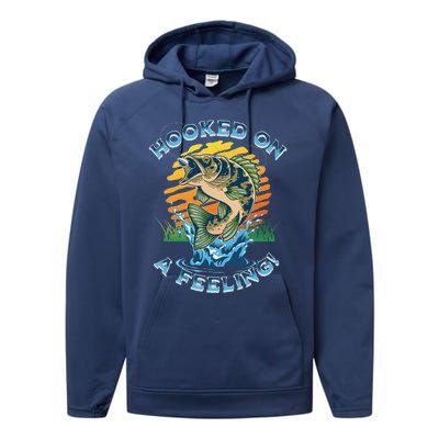 Hooked On A Feeling, Fishing Fisherman Performance Fleece Hoodie