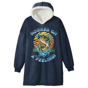 Hooked On A Feeling, Fishing Fisherman Hooded Wearable Blanket