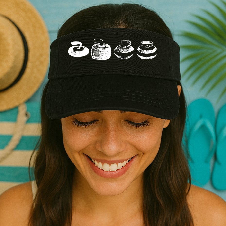History Of A Curling Stone Funny Sports Gift Visor