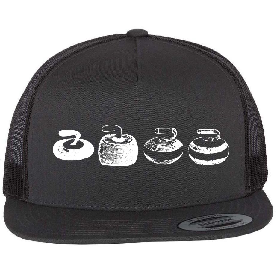 History Of A Curling Stone Funny Sports Gift Flat Bill Trucker Hat