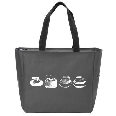 History Of A Curling Stone Funny Sports Gift Zip Tote Bag