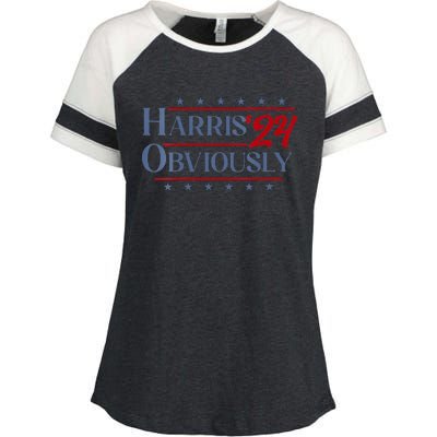 Harris. Obviously. A Vote For 2024 President Kamala Harris Enza Ladies Jersey Colorblock Tee