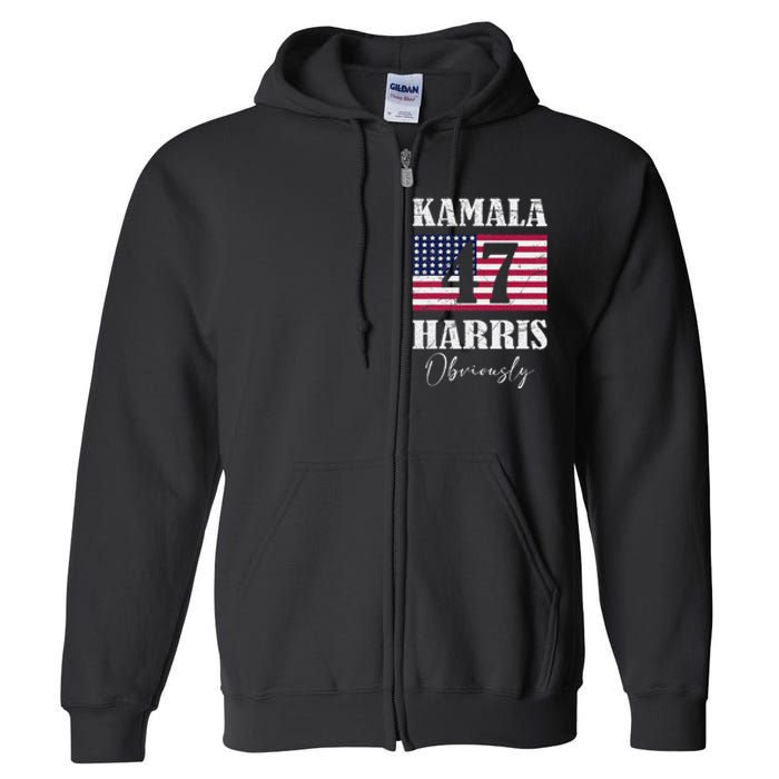 Harris. Obviously. A Vote For 2024 President Kamala Harris Full Zip Hoodie