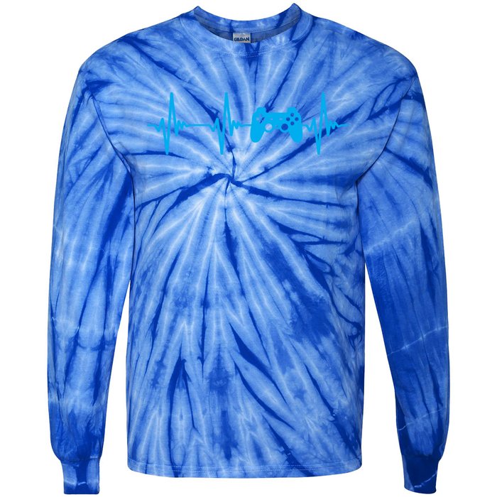 Heartbeat Of A Gamer Gift Gaming Funny Gift Gamer Gift Tie-Dye Long Sleeve Shirt