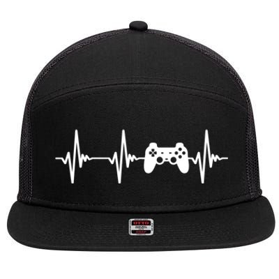 Heartbeat Of A Gamer Cool Gift Gaming Funny Gift Gamer Gift 7 Panel Mesh Trucker Snapback Hat