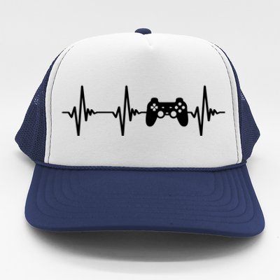 Heartbeat Of A Gamer Cool Gift Gaming Funny Gift Gamer Gift Trucker Hat