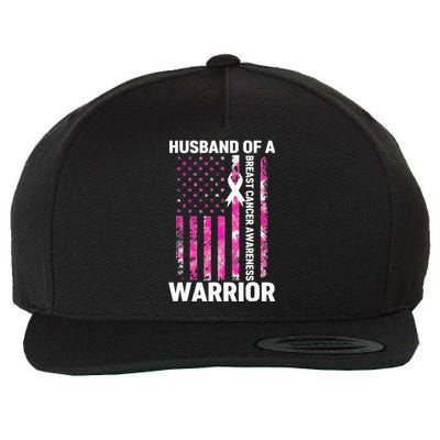 Husband Of A Warrior American Flag Breast Cancer Awareness Wool Snapback Cap