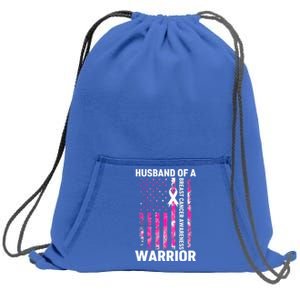 Husband Of A Warrior American Flag Breast Cancer Awareness Sweatshirt Cinch Pack Bag