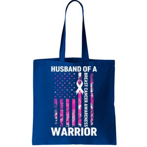 Husband Of A Warrior American Flag Breast Cancer Awareness Tote Bag