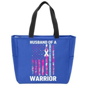 Husband Of A Warrior American Flag Breast Cancer Awareness Zip Tote Bag