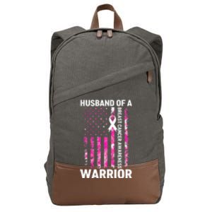 Husband Of A Warrior American Flag Breast Cancer Awareness Cotton Canvas Backpack