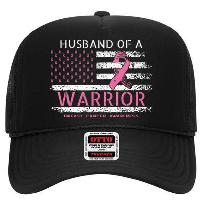 Husband Of A Warrior Breast Cancer Awareness High Crown Mesh Back Trucker Hat