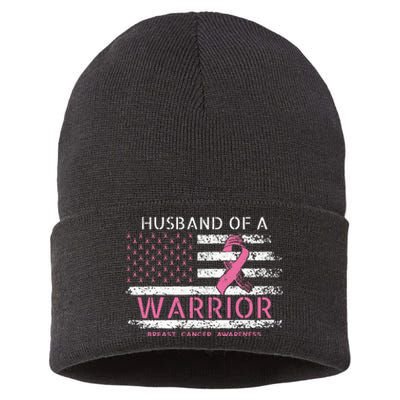 Husband Of A Warrior Breast Cancer Awareness Sustainable Knit Beanie