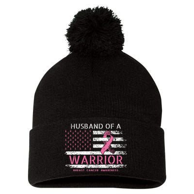 Husband Of A Warrior Breast Cancer Awareness Pom Pom 12in Knit Beanie