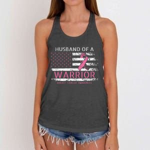 Husband Of A Warrior Breast Cancer Awareness Women's Knotted Racerback Tank