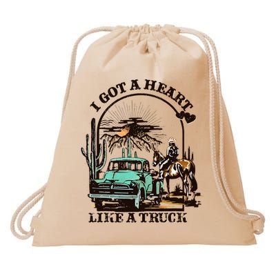 Heart of a Cowboy Western Country Music Vibes Drawstring Bag