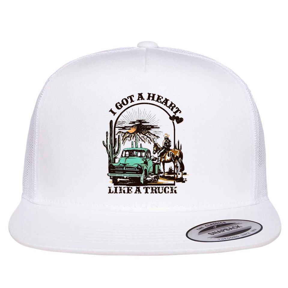 Heart of a Cowboy Western Country Music Vibes Flat Bill Trucker Hat