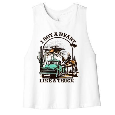 Heart of a Cowboy Western Country Music Vibes Women's Racerback Cropped Tank