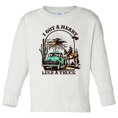 Heart of a Cowboy Western Country Music Vibes Toddler Long Sleeve Shirt