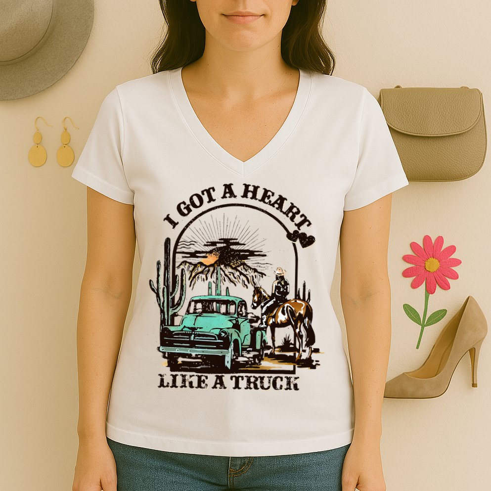 Heart of a Cowboy Western Country Music Vibes Women's V-Neck T-Shirt