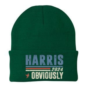 Harris Obviously A Vote For 2024 President Kamala Harris Knit Cap Winter Beanie