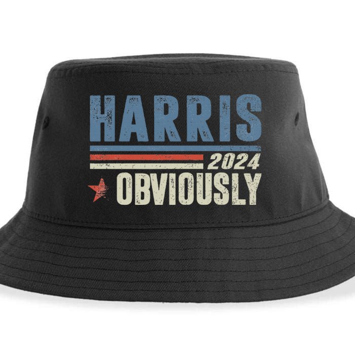 Harris Obviously A Vote For 2024 President Kamala Harris Sustainable Bucket Hat