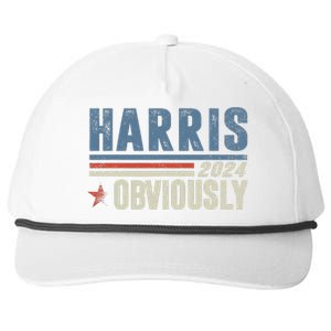 Harris Obviously A Vote For 2024 President Kamala Harris Snapback Five-Panel Rope Hat