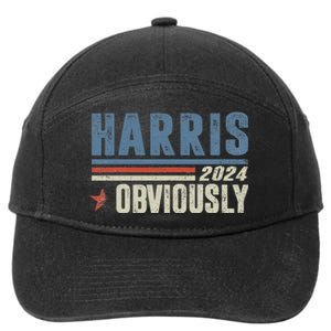 Harris Obviously A Vote For 2024 President Kamala Harris 7-Panel Snapback Hat