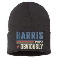 Harris Obviously A Vote For 2024 President Kamala Harris Sustainable Knit Beanie