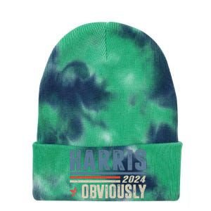 Harris Obviously A Vote For 2024 President Kamala Harris Tie Dye 12in Knit Beanie