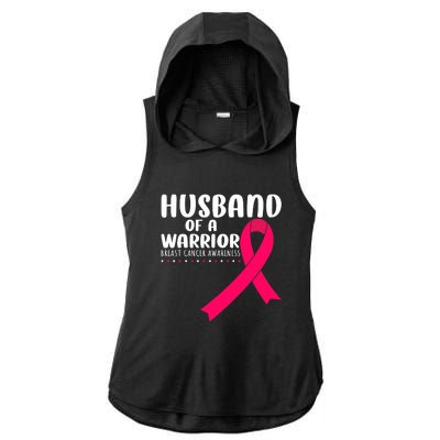 Husband Of A Warrior Pink Ribbon Breast Cancer Support Ladies PosiCharge Tri-Blend Wicking Draft Hoodie Tank