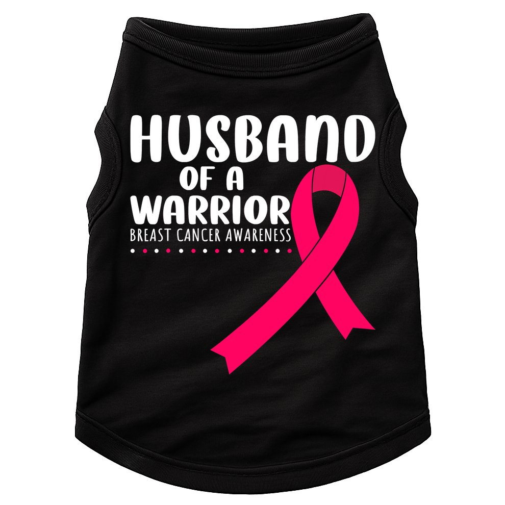 Husband Of A Warrior Pink Ribbon Breast Cancer Support Doggie Tank