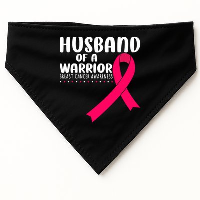 Husband Of A Warrior Pink Ribbon Breast Cancer Support USA-Made Doggie Bandana