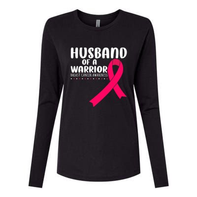 Husband Of A Warrior Pink Ribbon Breast Cancer Support Womens Cotton Relaxed Long Sleeve T-Shirt