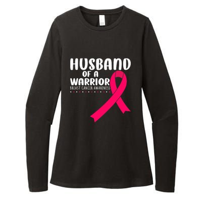 Husband Of A Warrior Pink Ribbon Breast Cancer Support Womens CVC Long Sleeve Shirt