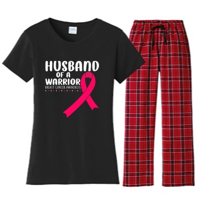 Husband Of A Warrior Pink Ribbon Breast Cancer Support Women's Flannel Pajama Set