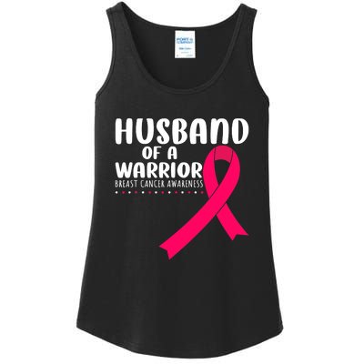 Husband Of A Warrior Pink Ribbon Breast Cancer Support Ladies Essential Tank