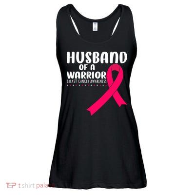 Husband Of A Warrior Pink Ribbon Breast Cancer Support Ladies Essential Flowy Tank